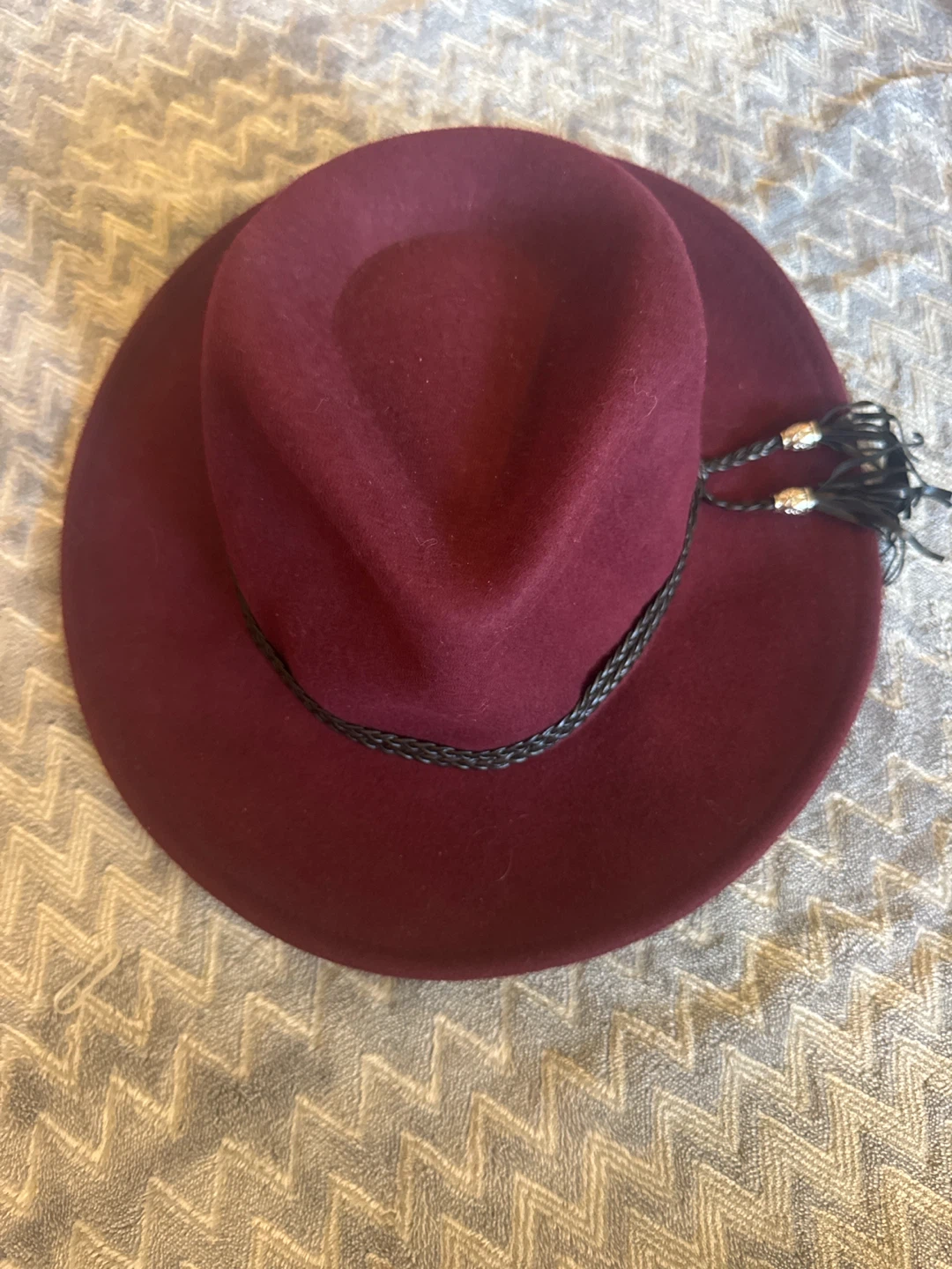 Maroon Fedora Hat with Tassel - photo 3