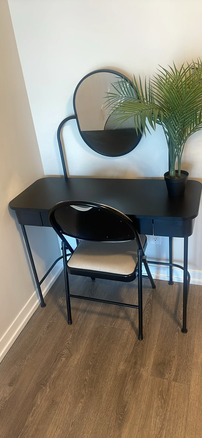 Black Vanity Desk with Mirror