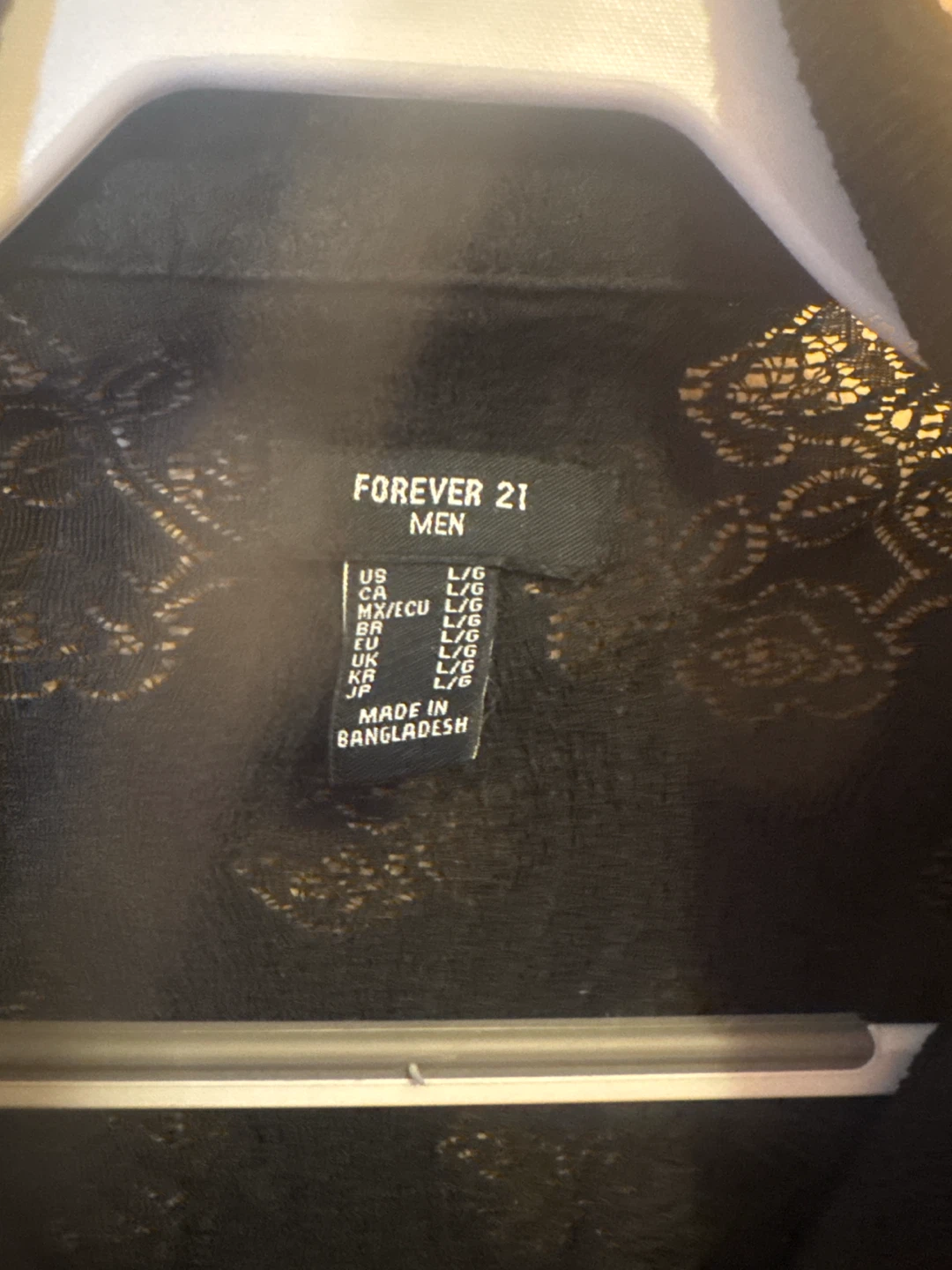 Forever 21 Men Black Lace Button-Up Shirt - photo 2