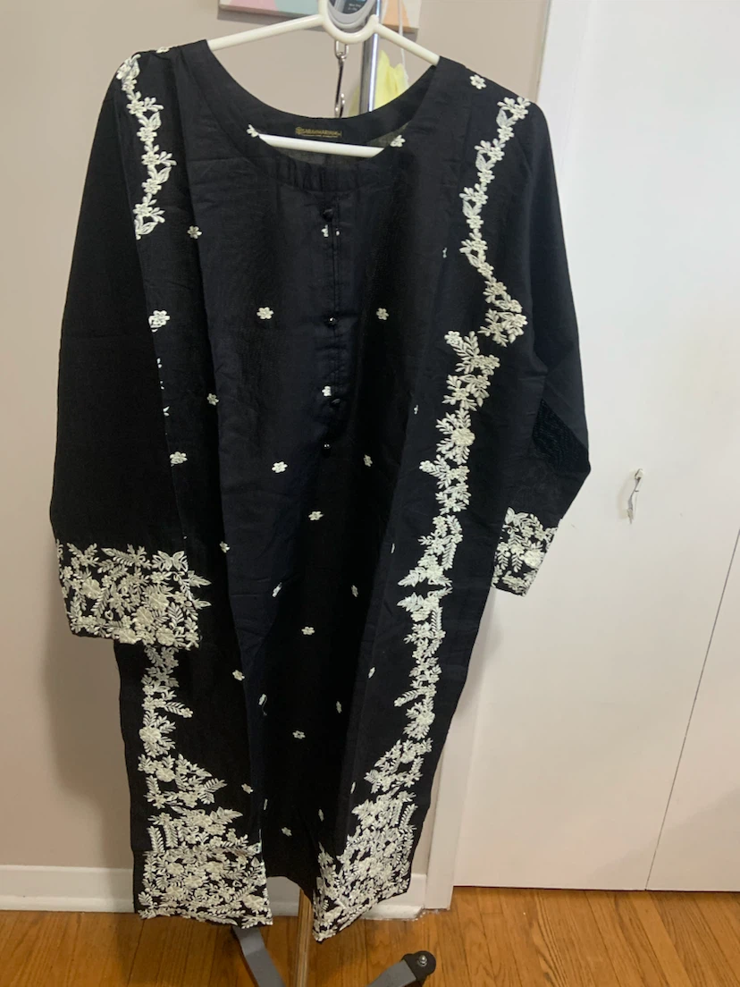 Black embroidered shalwar kameez with dupatta - photo 2