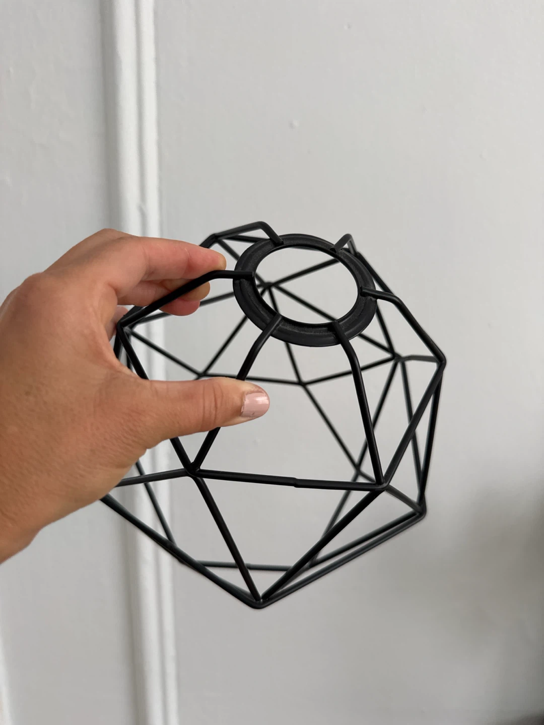 Black Geometric Wire Lampshade Cage - photo 2