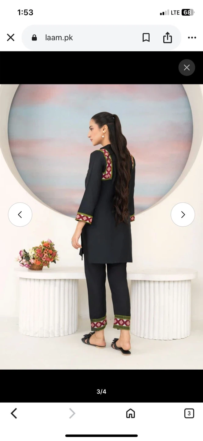LAAM Black Embroidered Kurti and Pants Set - photo 3