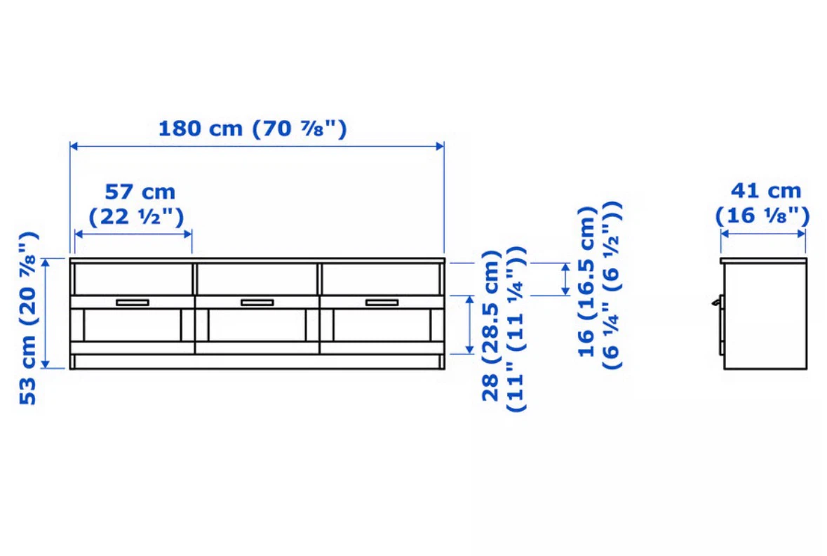 White TV Stand with 3 Drawers - photo 3