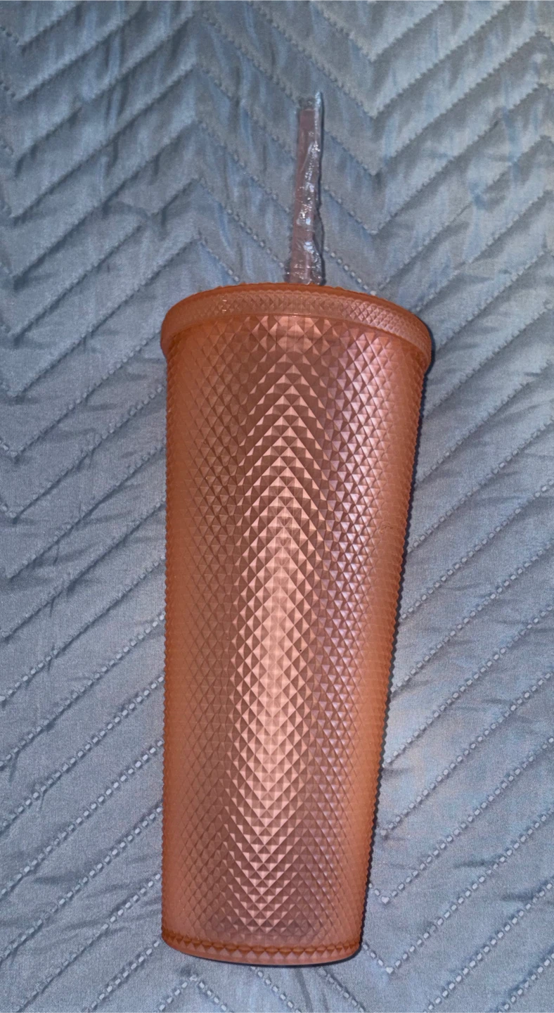 New Soft-Touch Peach Studded Tumbler with Straw - 775 ml - photo 4