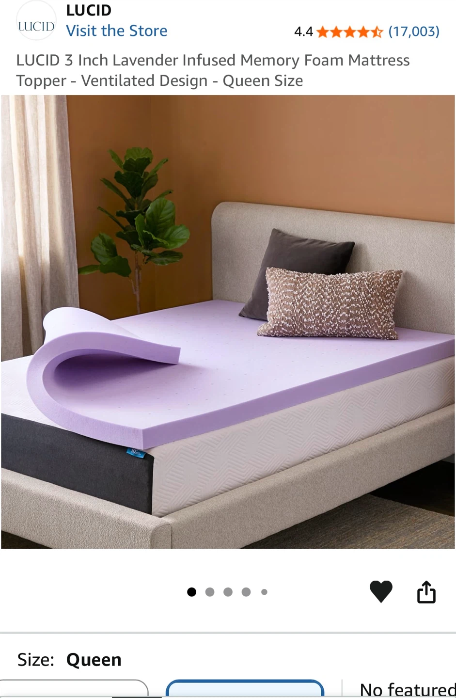 LUCID 3 Inch Memory Foam Mattress Topper - Queen