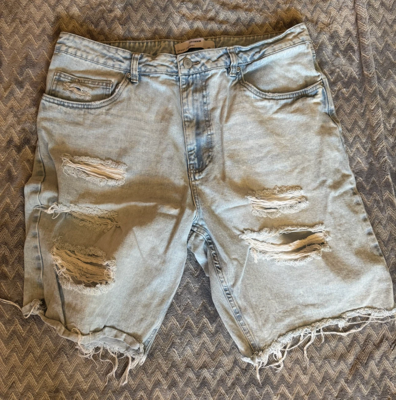 UH DENIM Baggy Ripped Jean Shorts Size 36