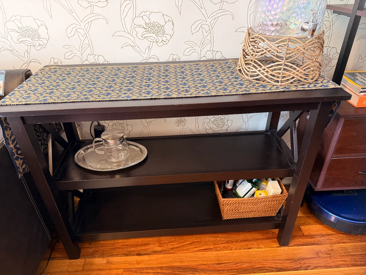 Dark Wood Console Table with Two Shelves - photo 2