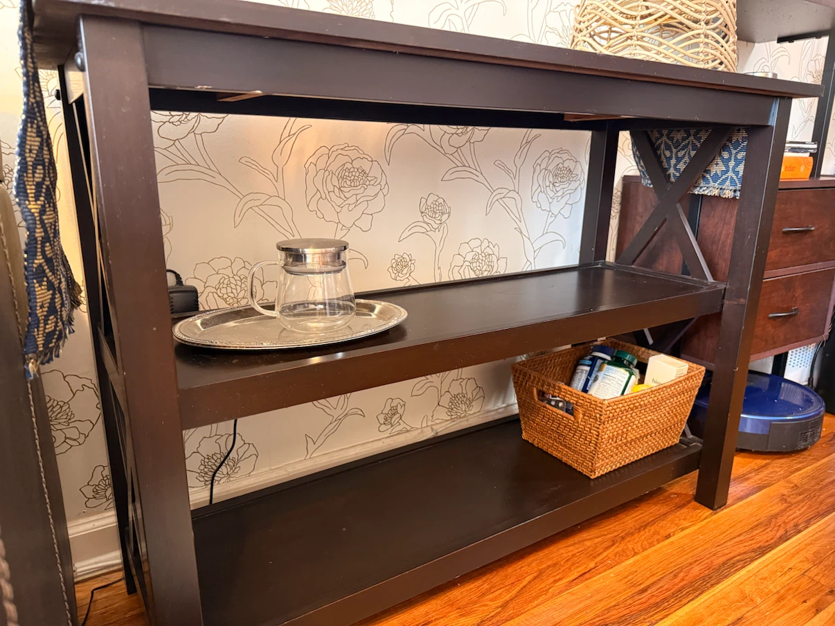 Dark Wood Console Table with Two Shelves - photo 3