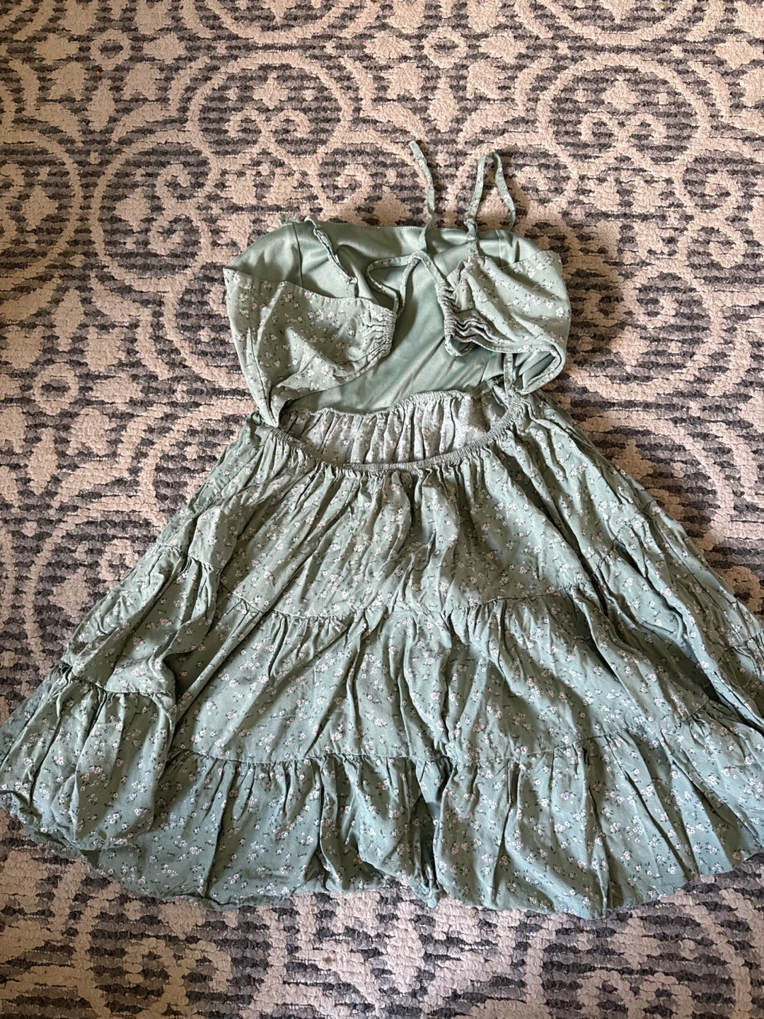 Mint Green Floral Tiered Mini Dress size small - photo 2