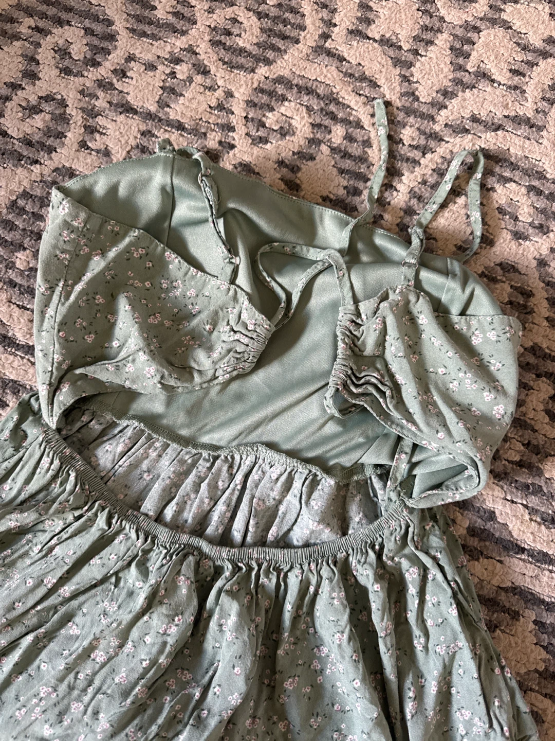 Mint Green Floral Tiered Mini Dress size small - photo 3