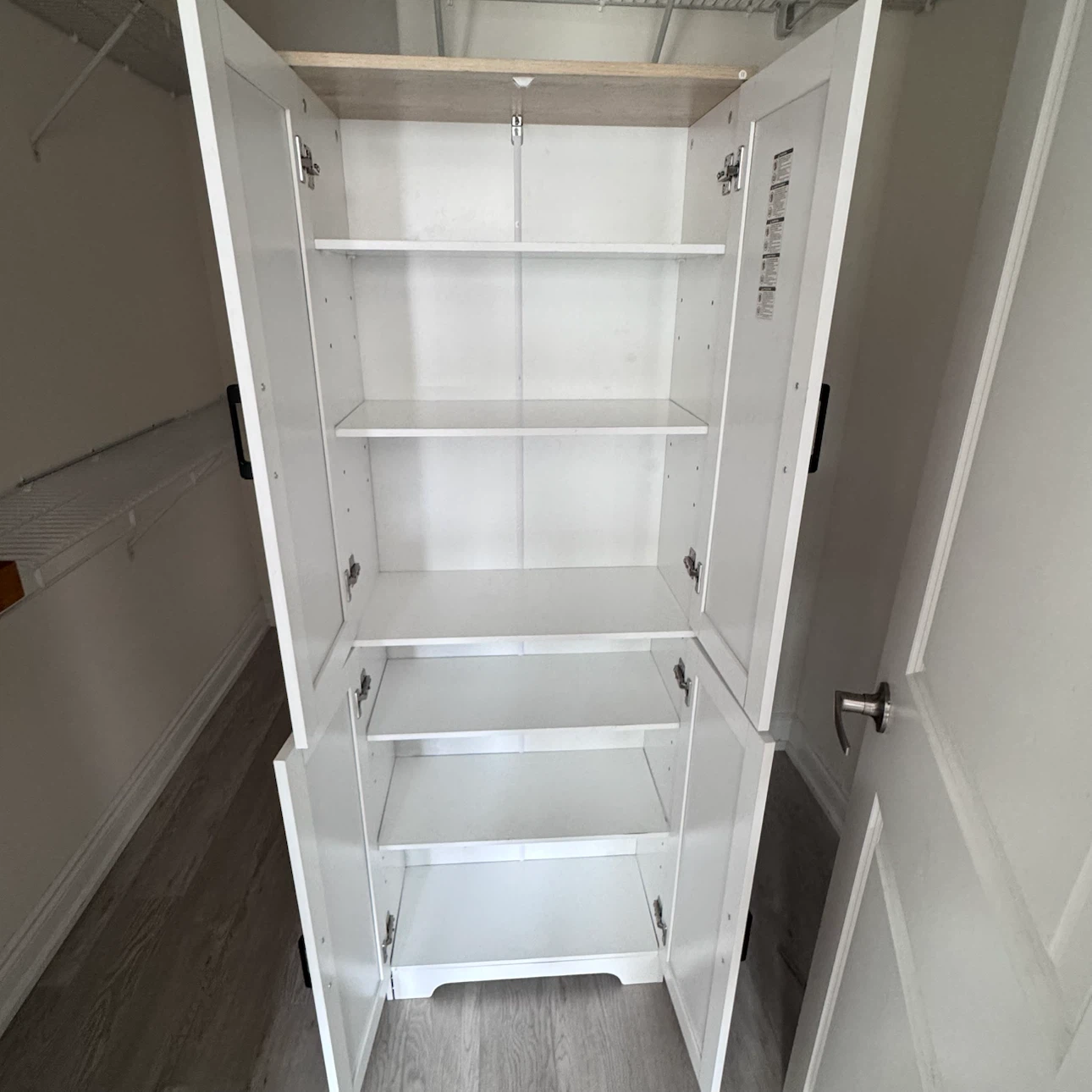White Storage Cabinet with Cane Doors - photo 2