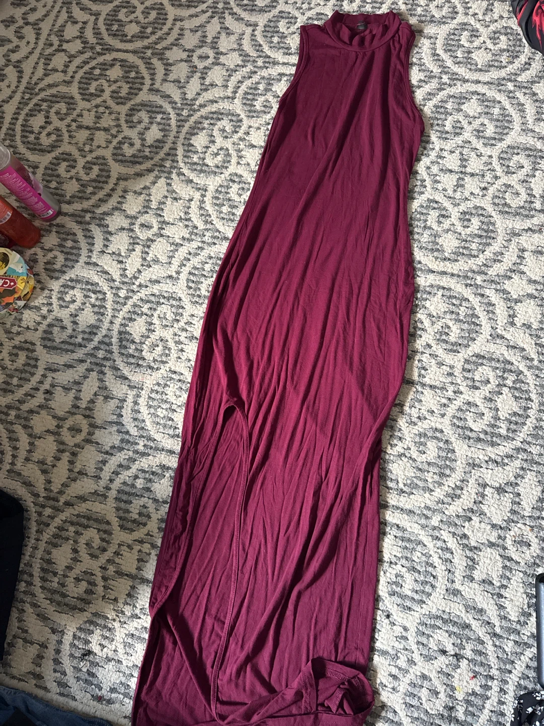 Maroon Sleeveless Mock Neck Maxi Dress size small