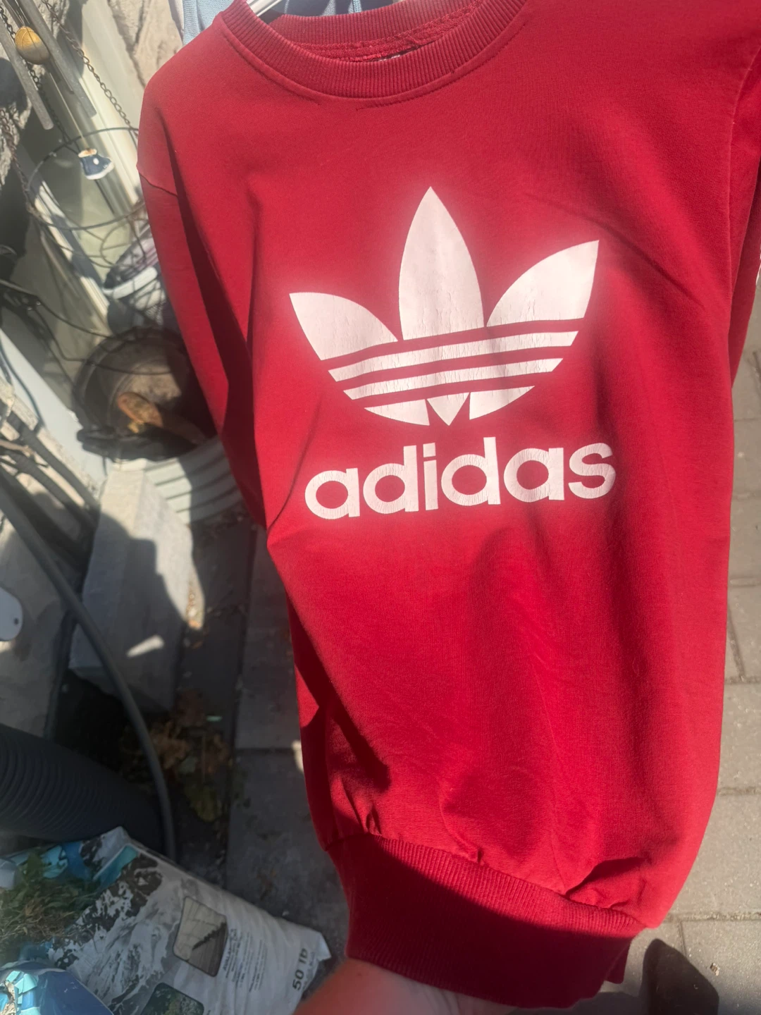 Red Adidas Trefoil Logo Crewneck Sweatshirt