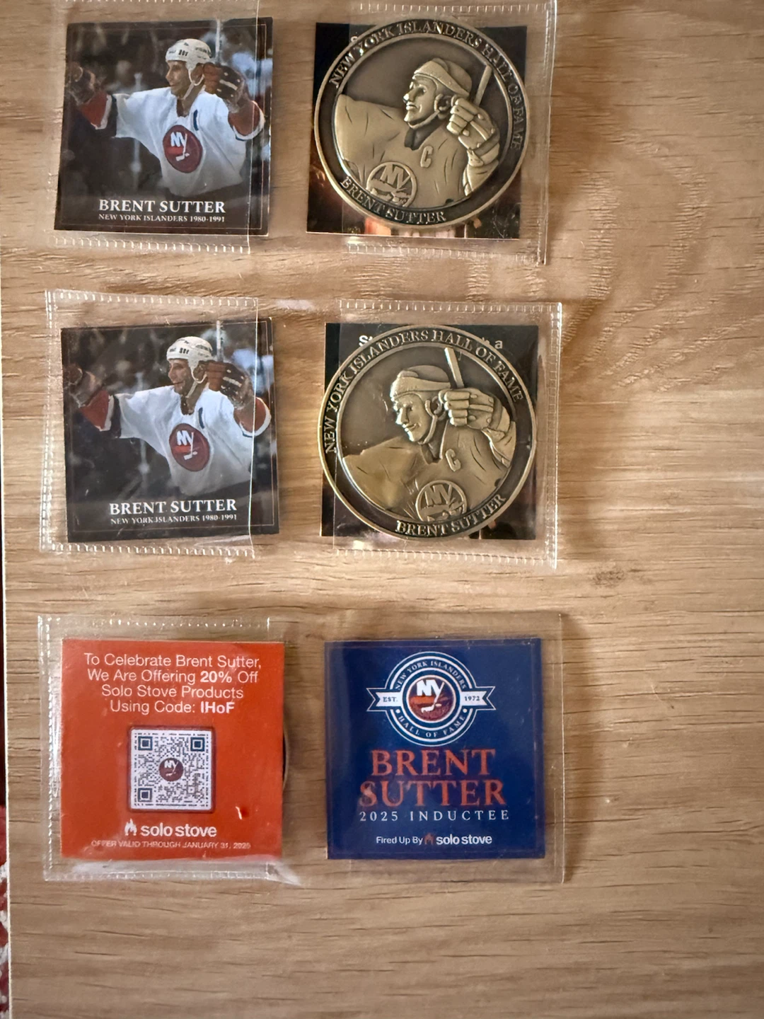 Brent Sutter New York Islanders Hall of Fame Coin and Card Lot