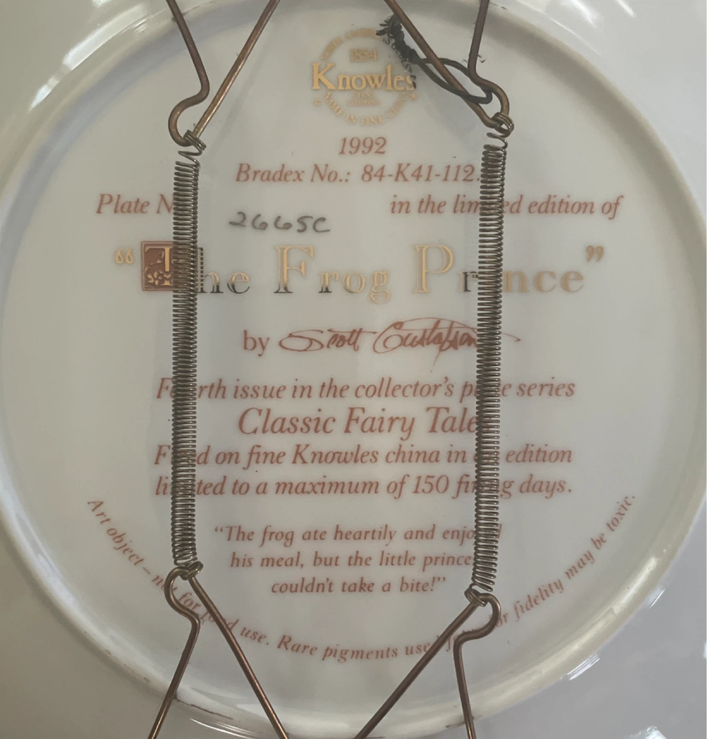 The Frog Prince Collector Plate by Knowles 1992 - photo 3