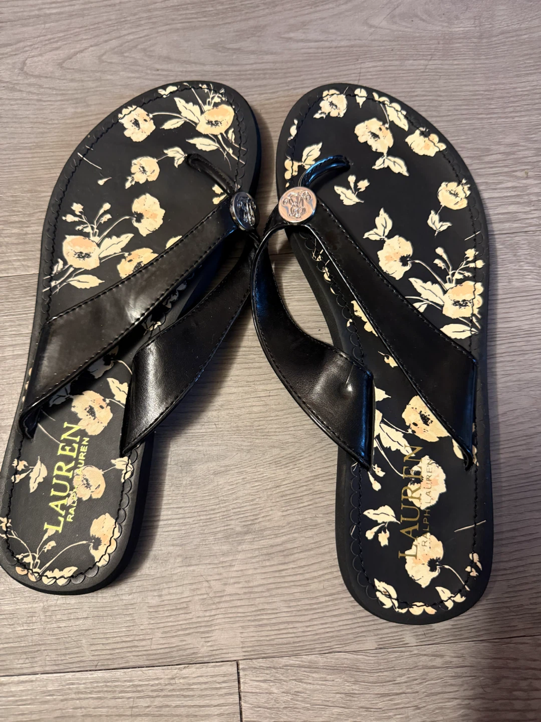 Lauren Ralph Lauren Floral Flip Flops - Size 38