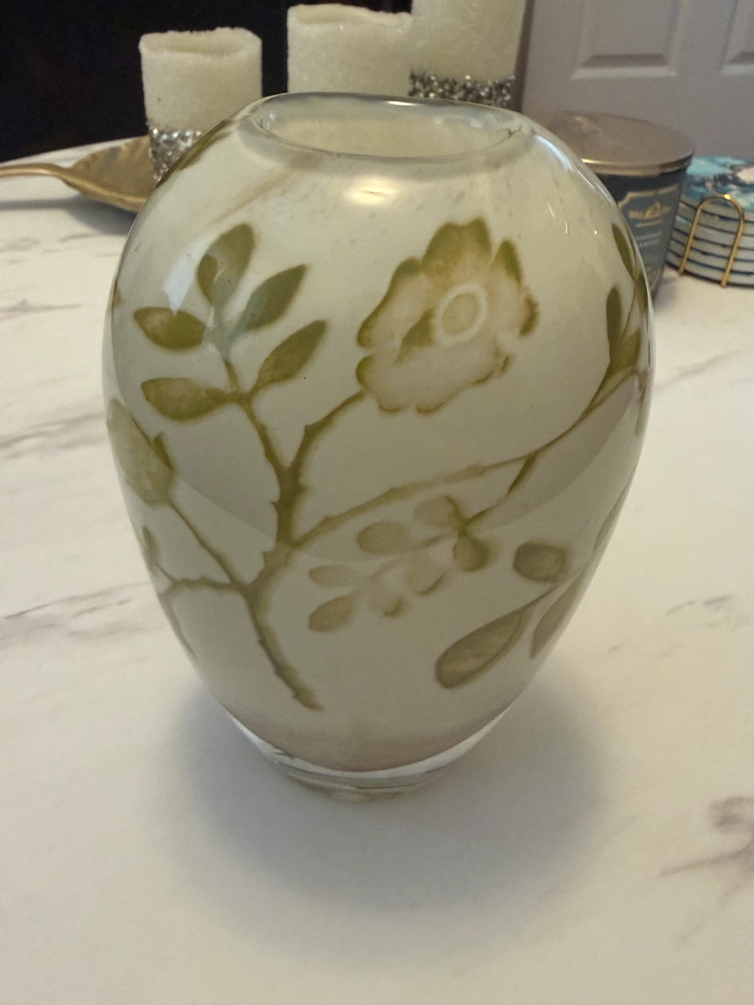 Glass Vase with Floral Design