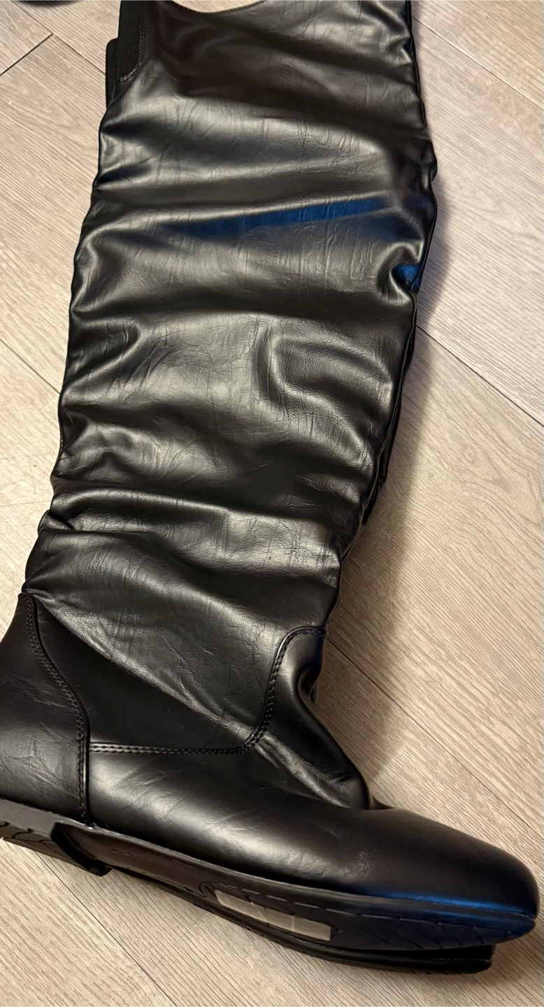 Black Vivi Hi Pu Knee-High Boots Size 8
