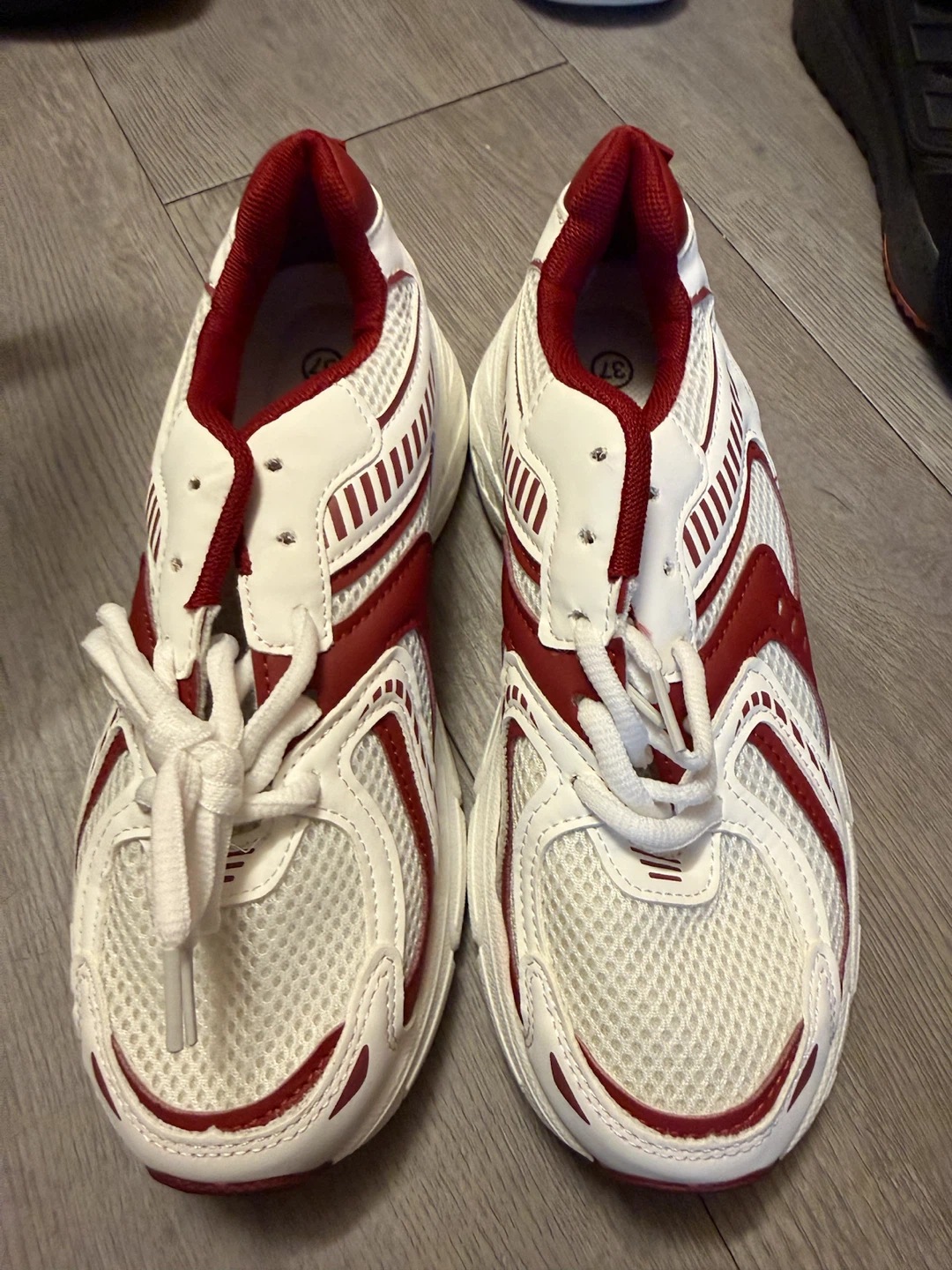White and Red Athletic Shoes Size 37