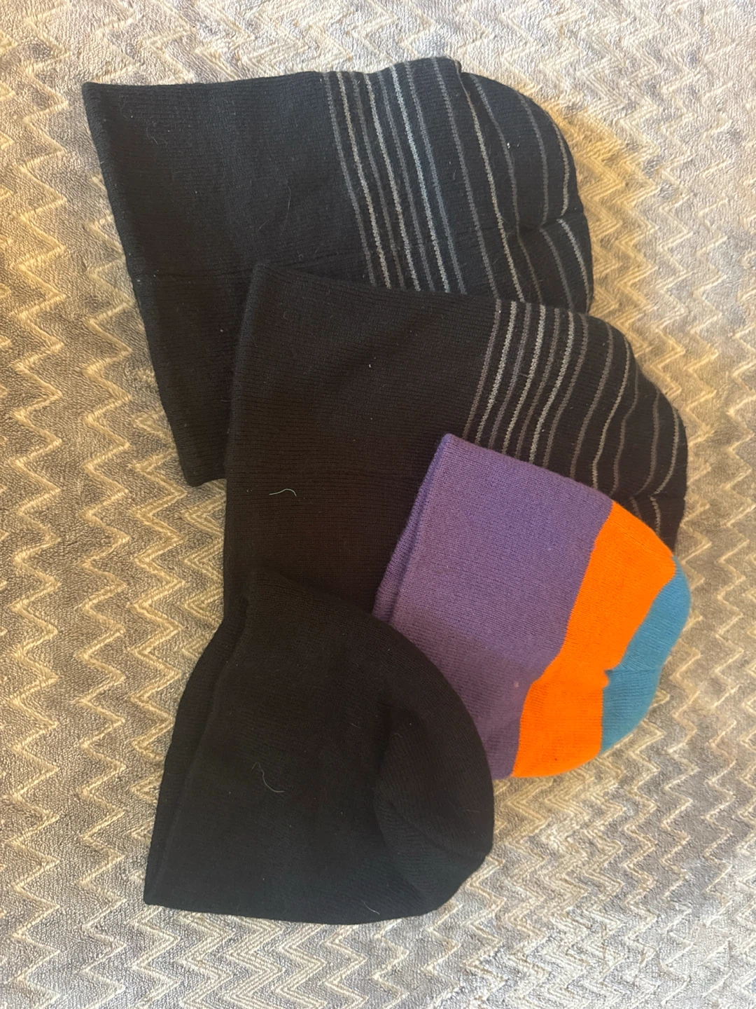 4 Beanies - Black and Striped