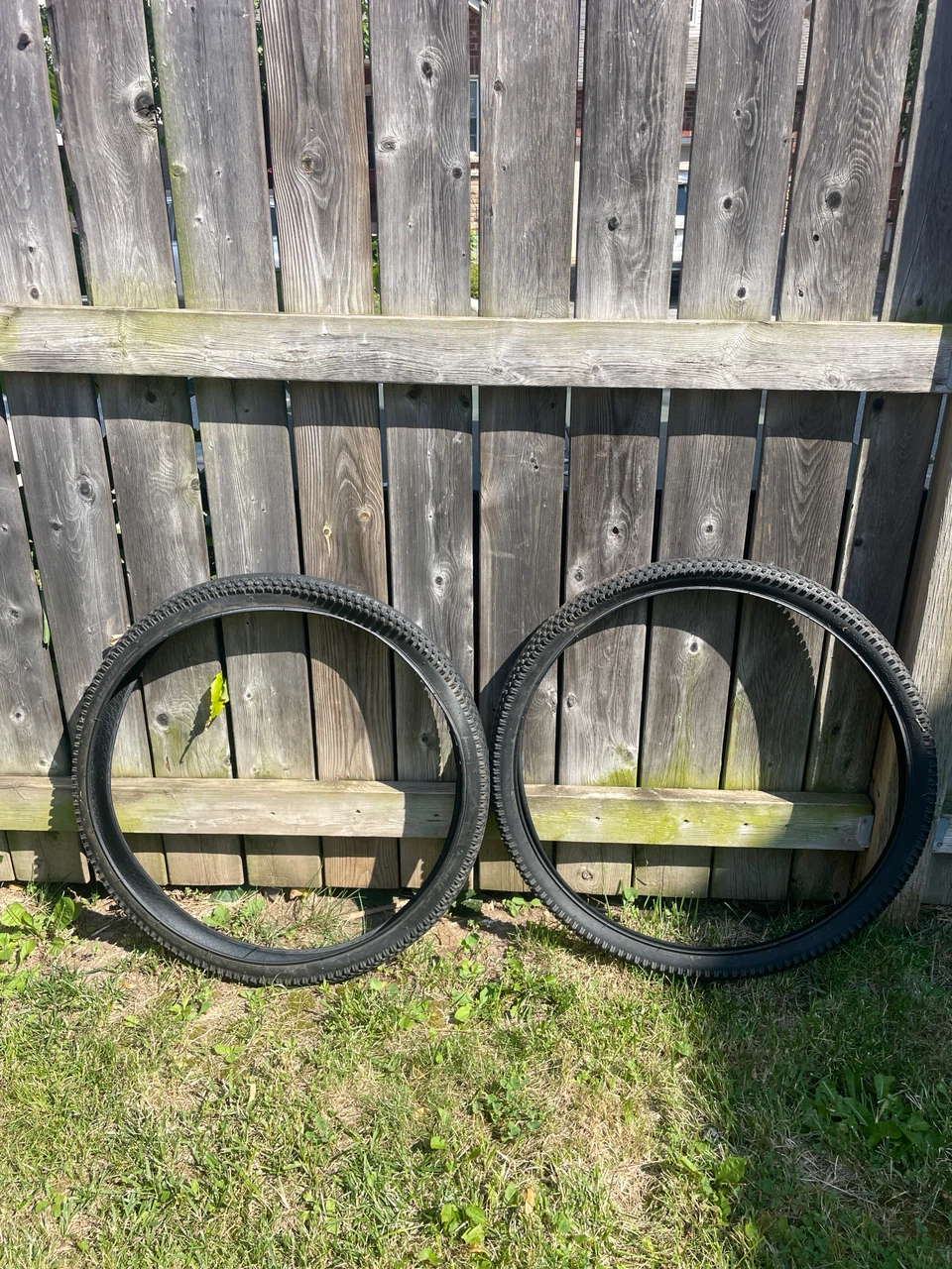 27.5 inch x 2.10 inch mountain bike tires, tubed.