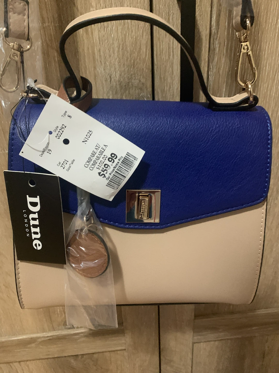 Dune London Blue and Beige Shoulder Bag