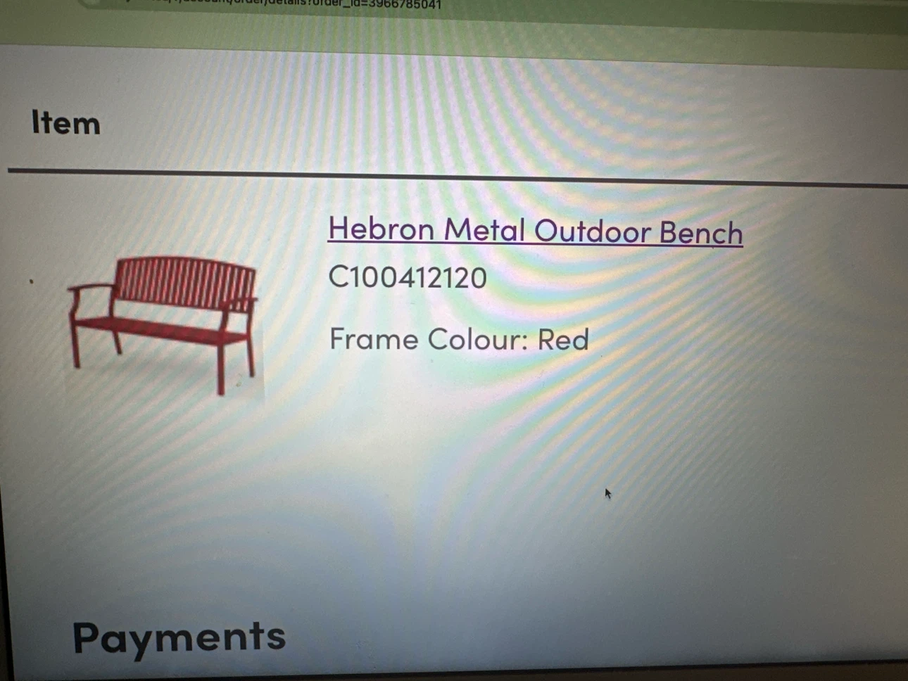 Red Metal bench