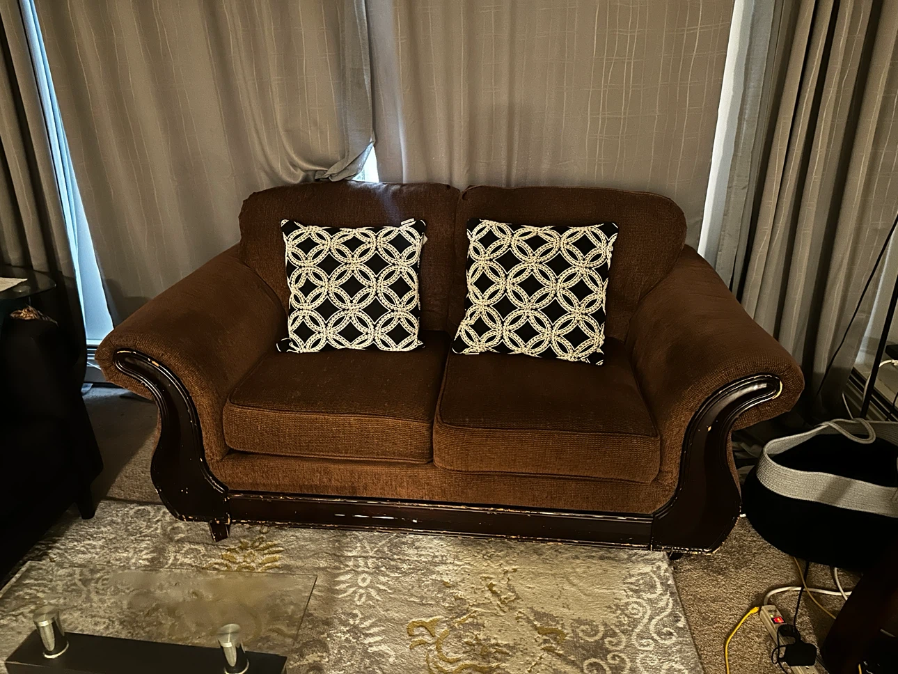 Brown Sofa with Decorative Pillows