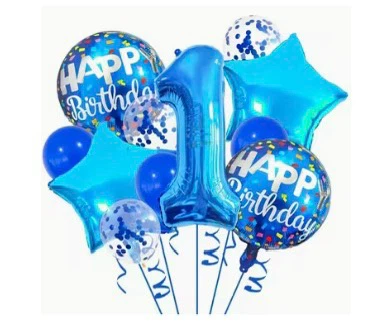 Blue Number 1 -2-3-4-5-6-7 Birthday Balloon (Set 11 )