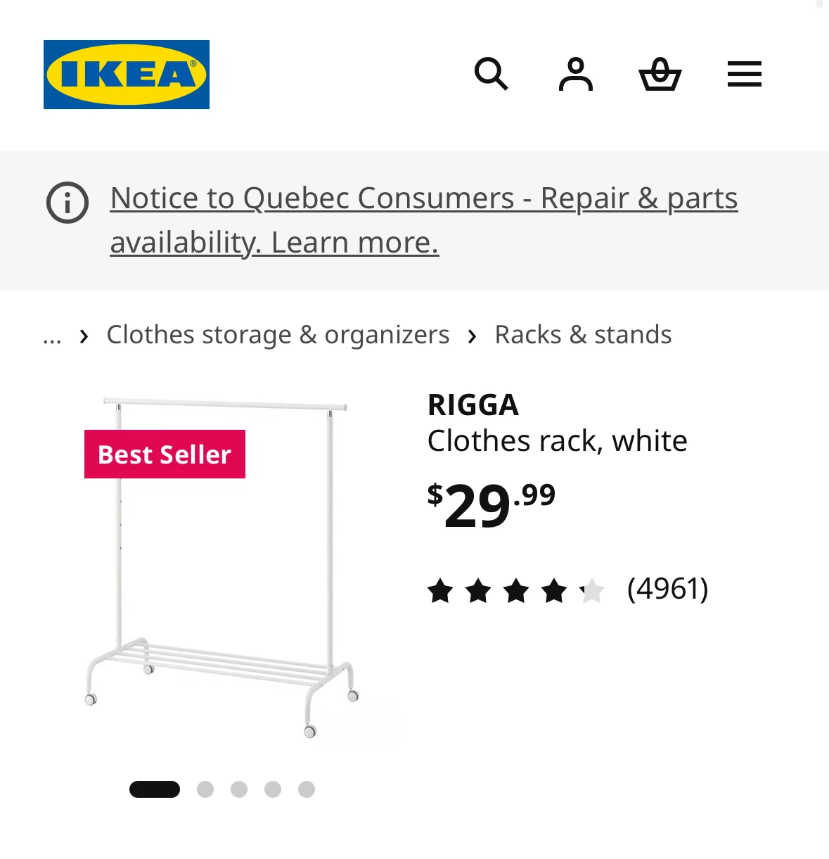 [move out sale] IKEA RIGGA Clothes Rack, White - photo 3