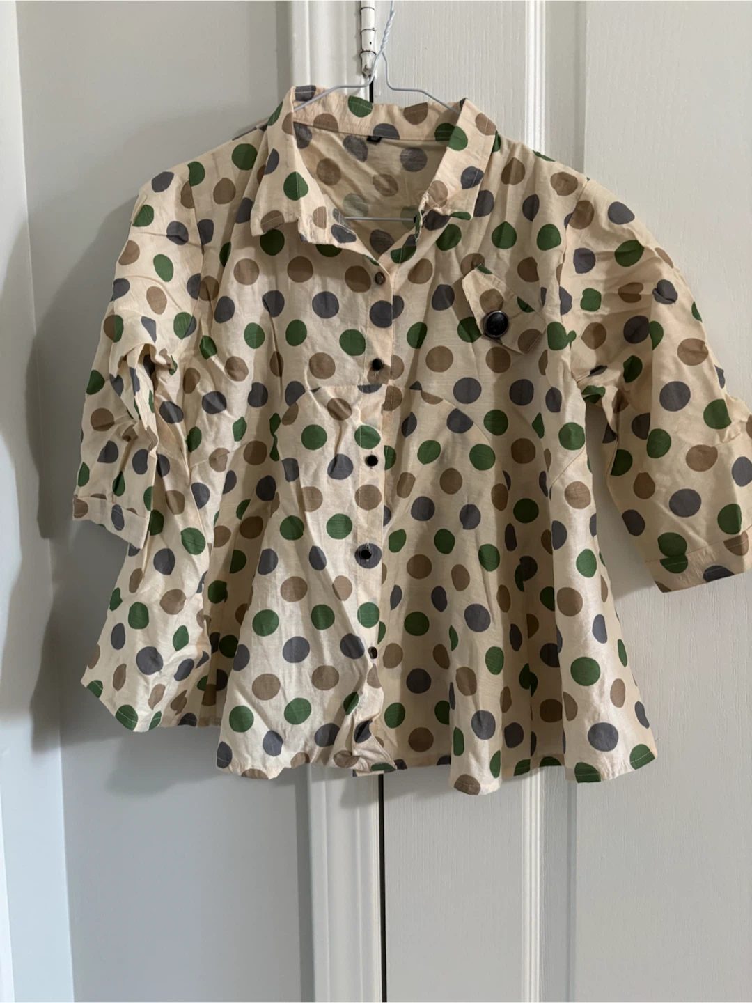 Polka Dot Button-Up Shirt