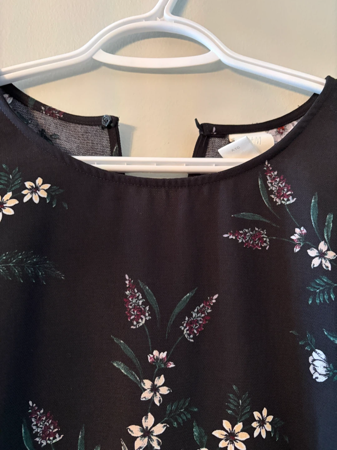 H & M Black Floral Long Sleeve Dress - photo 3