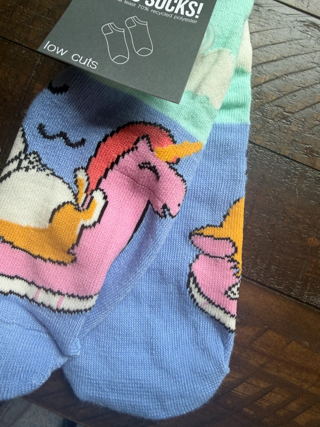 Corgi dog on unicorn float socks. Low cut and soft - photo 2