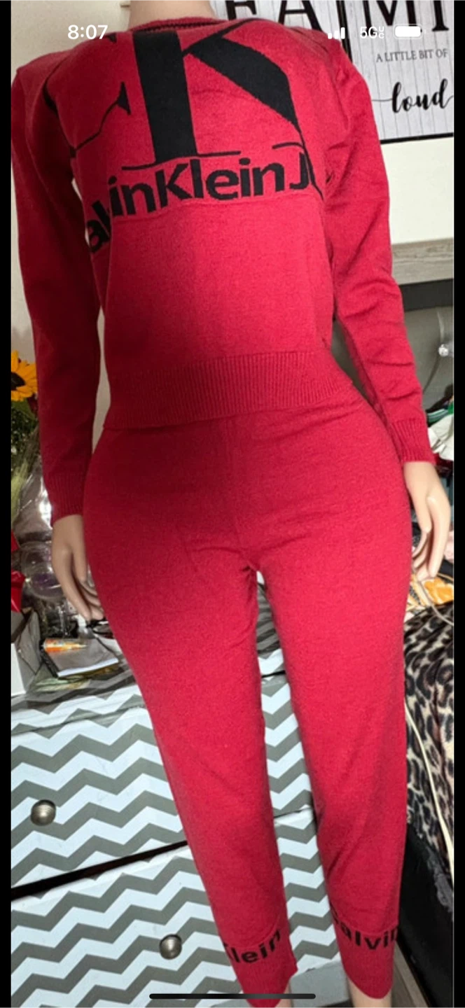 Calvin Klein Red Knit Tracksuit Set