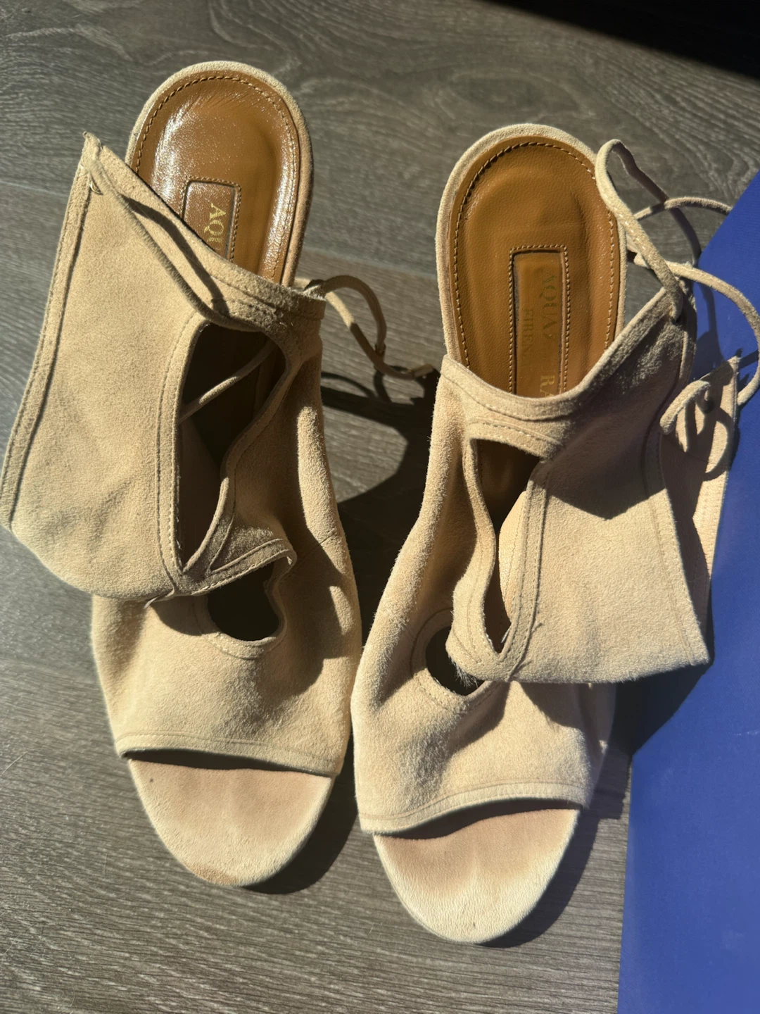 Aquazzura Sexy Thing 105 Suede Heeled Sandals Nude Size 39.5 - photo 4