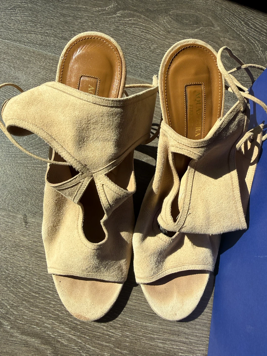 Aquazzura Sexy Thing 105 Suede Heeled Sandals Nude Size 39.5 - photo 5