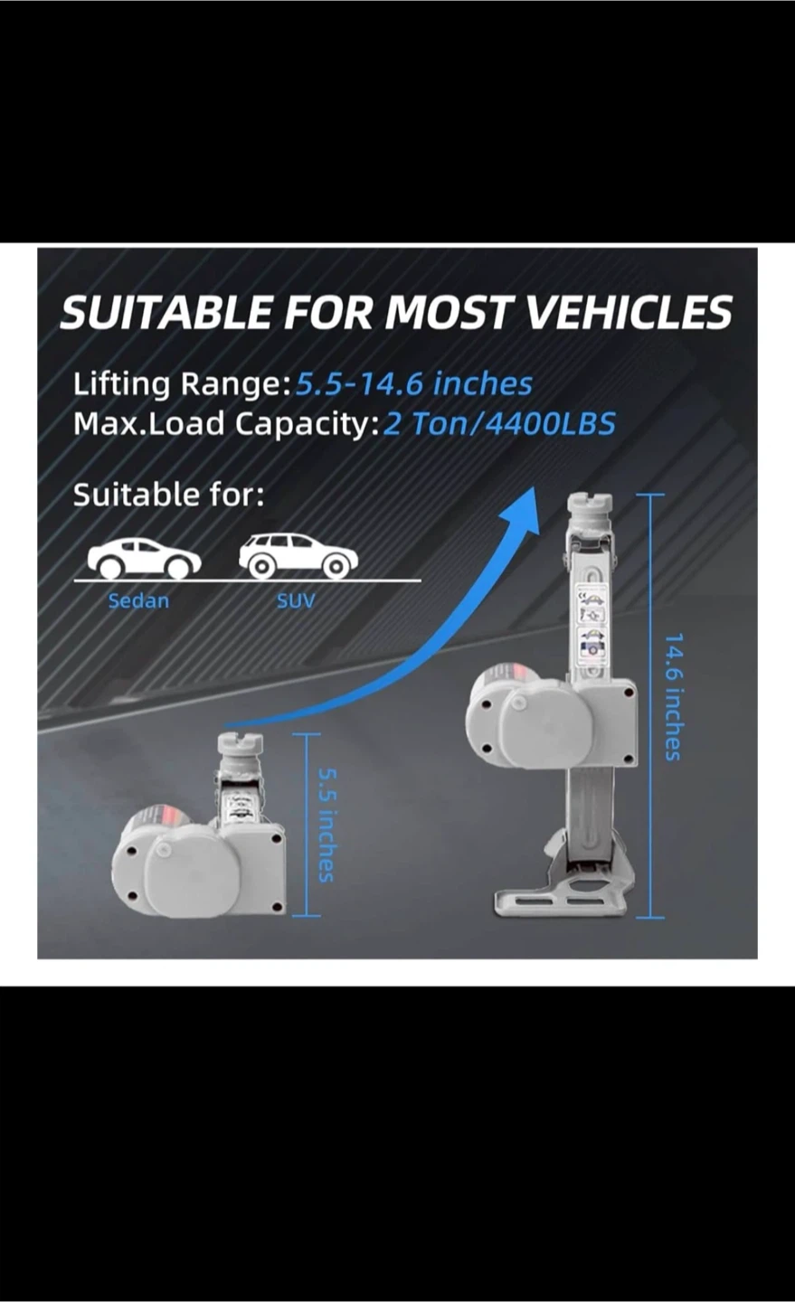 2T 12V Electric Car Jack Kit with Case - photo 2