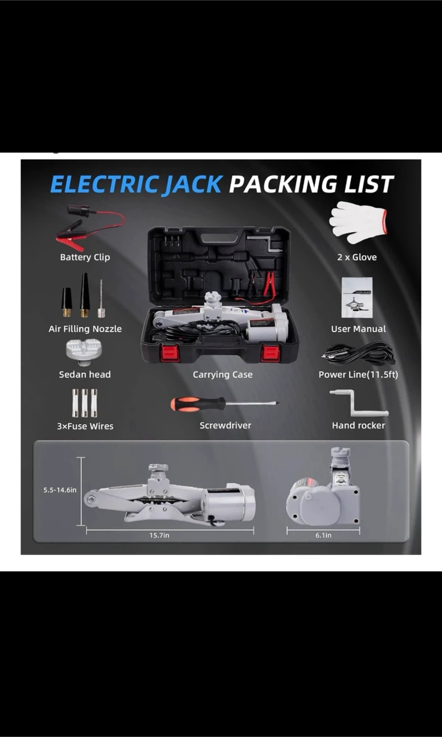 2T 12V Electric Car Jack Kit with Case - photo 5