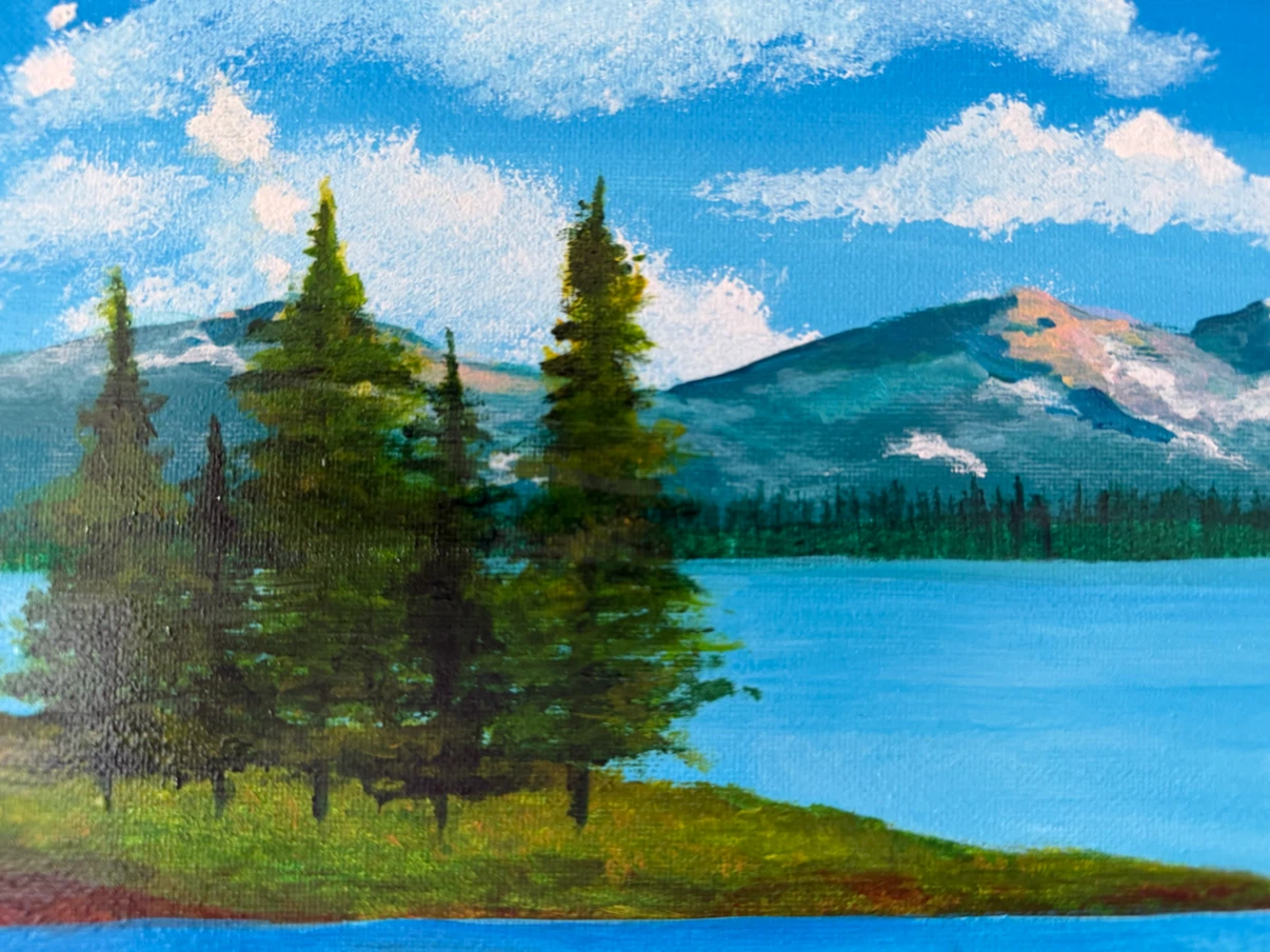 Original Acrylic Painting - Mountain Lake Landscape - photo 2