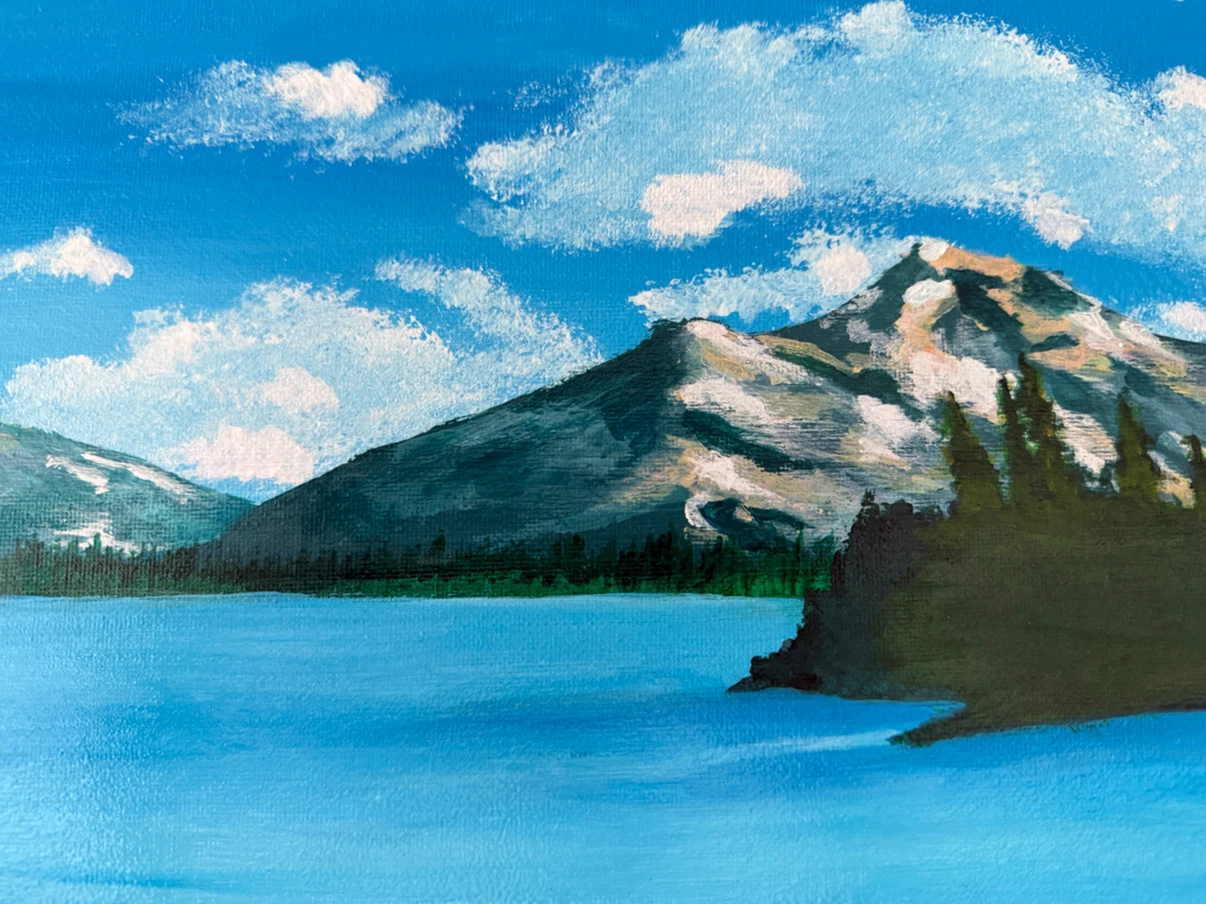 Original Acrylic Painting - Mountain Lake Landscape - photo 3