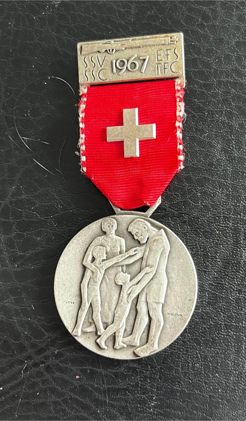 Vintage Swiss Ribbon Prize Medal 1967