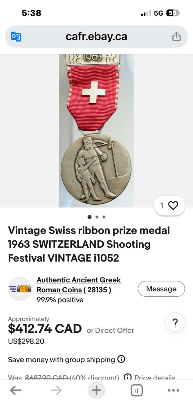 Vintage Swiss Ribbon Prize Medal 1967 - photo 2