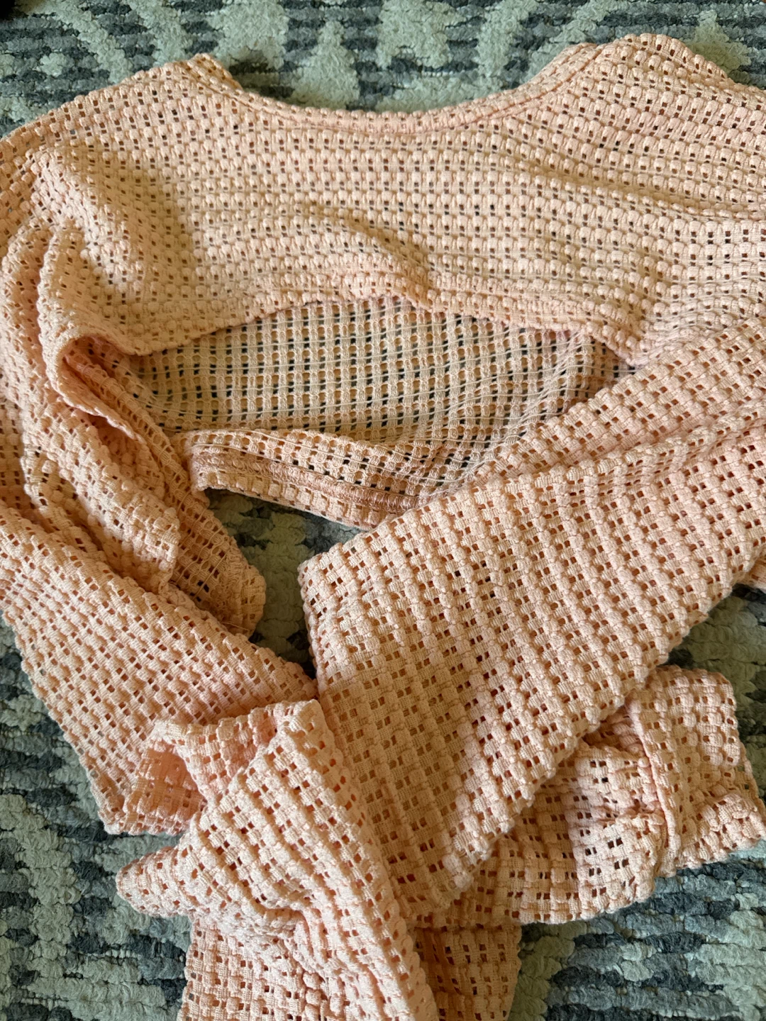 Peach Cropped Mesh Cardigan one size - photo 5