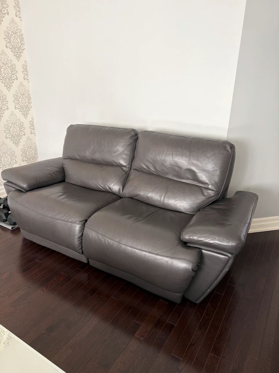 Grey Leather Loveseat Recliner