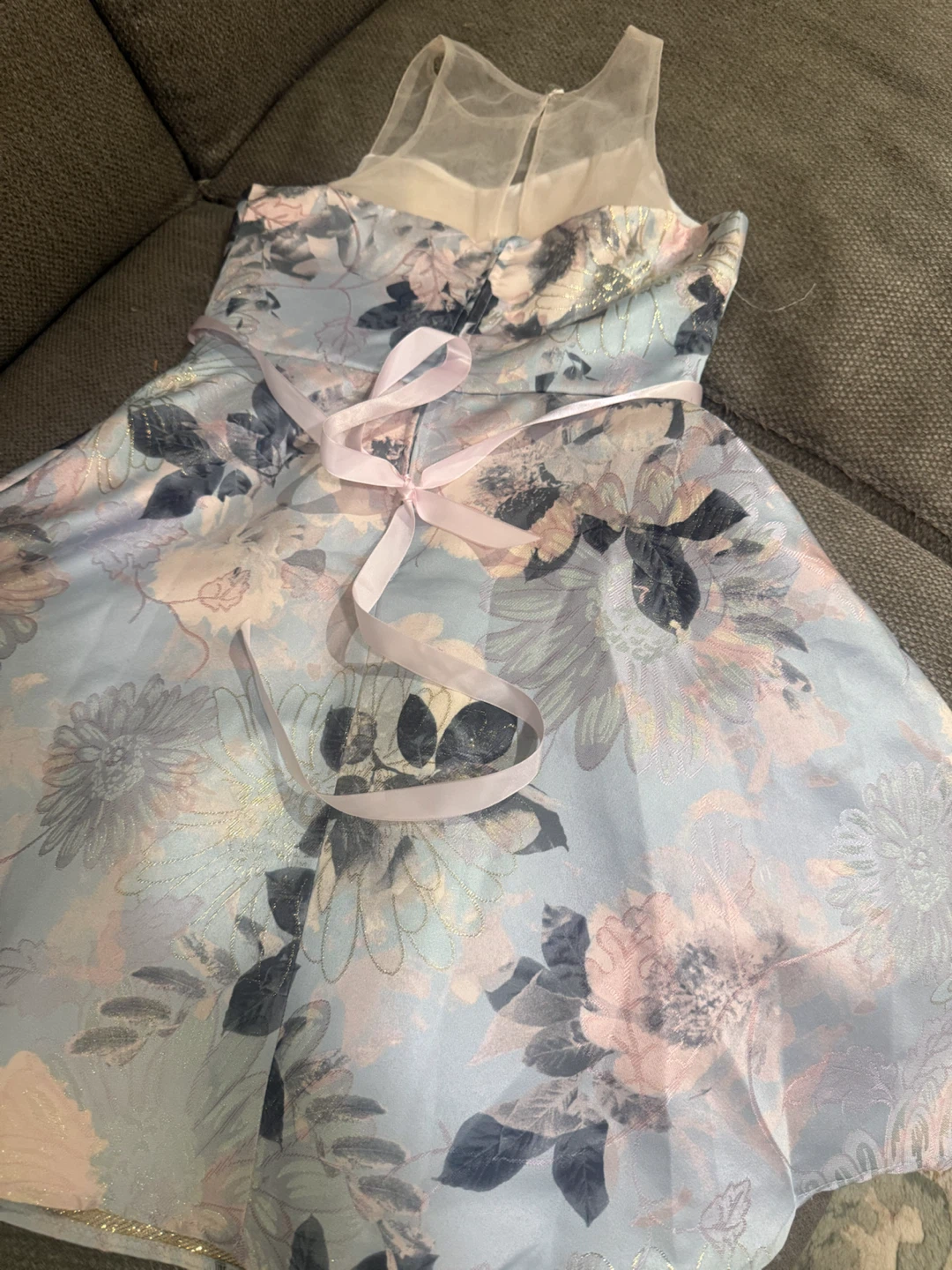 Girls Floral Dress with Rhinestone Belt - photo 3