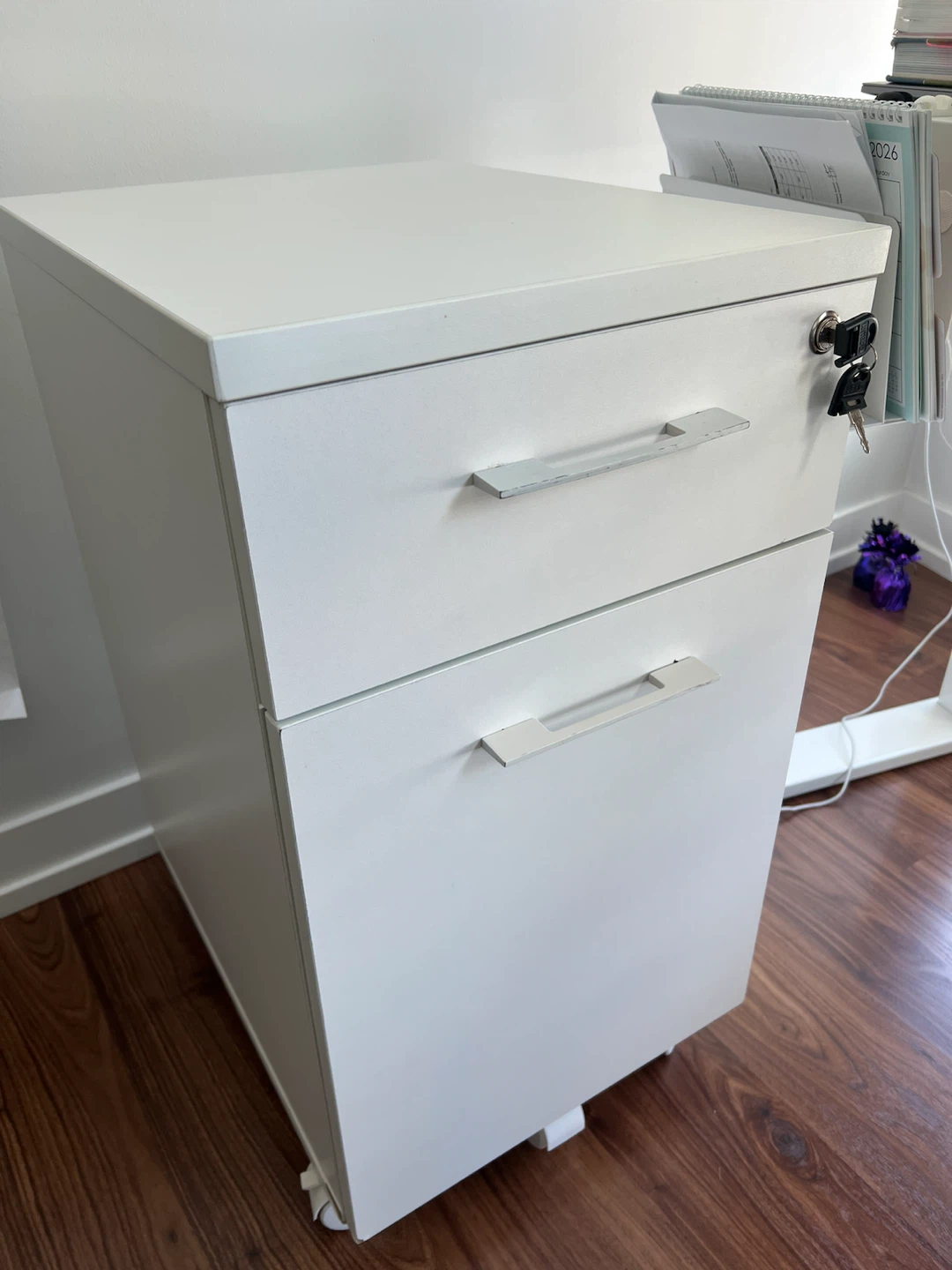 White 2-Drawer Filing or StorageCabinet with Lock