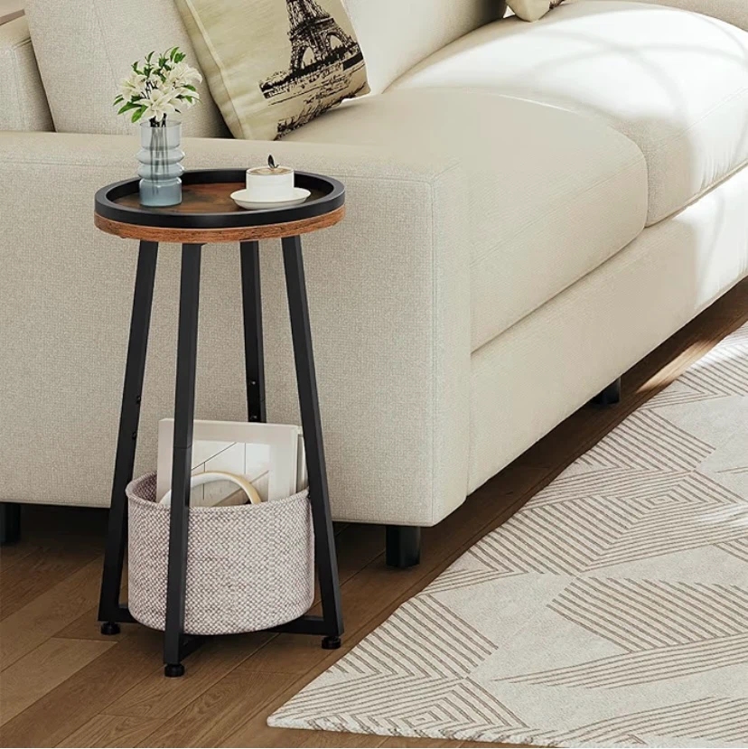 New Small Round Side Table with Storage Basket - photo 2