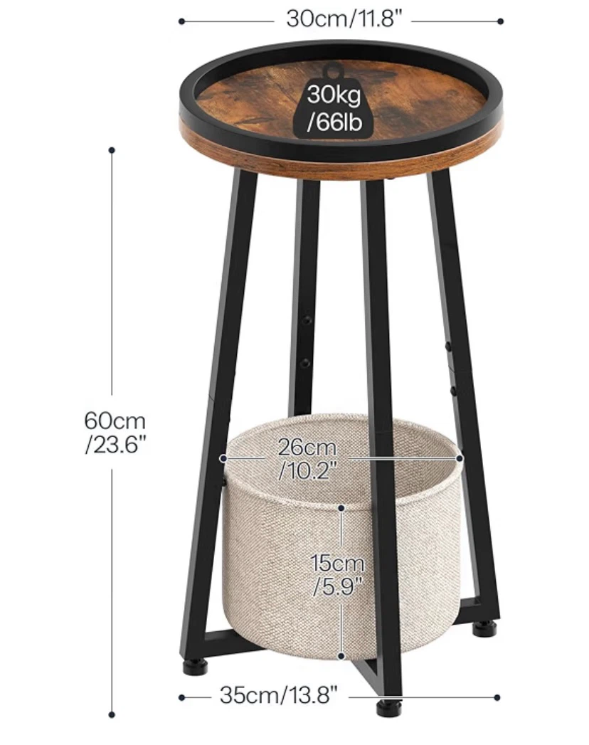 New Small Round Side Table with Storage Basket - photo 3