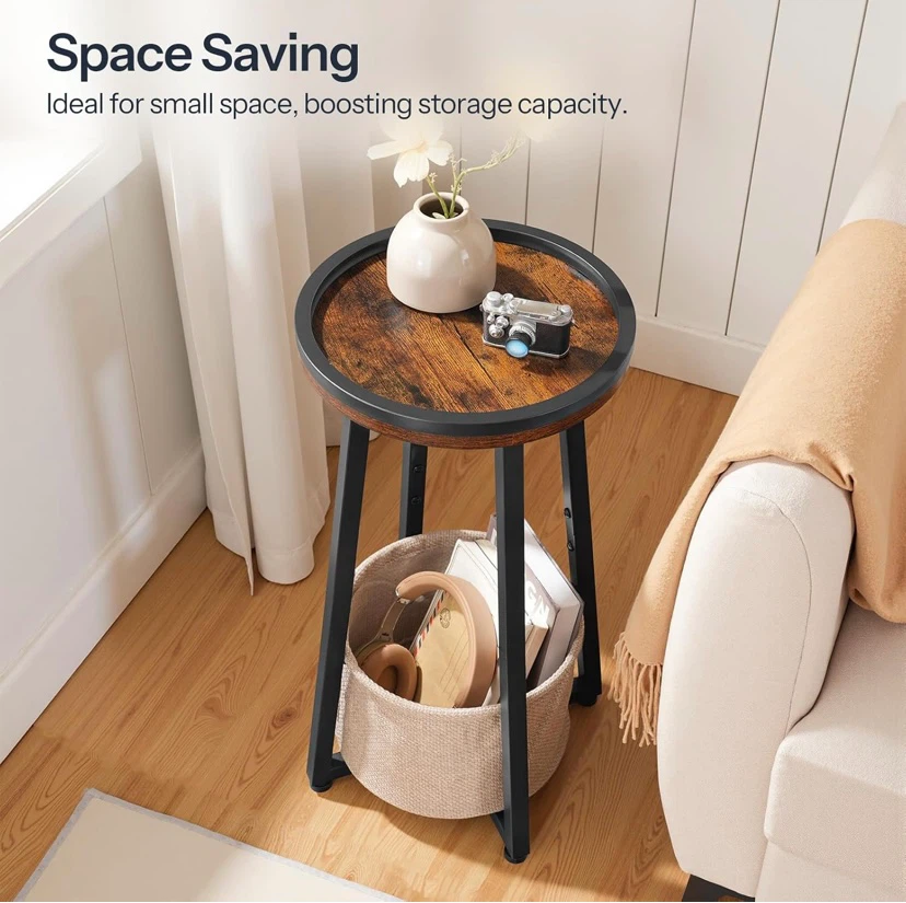 New Small Round Side Table with Storage Basket - photo 4