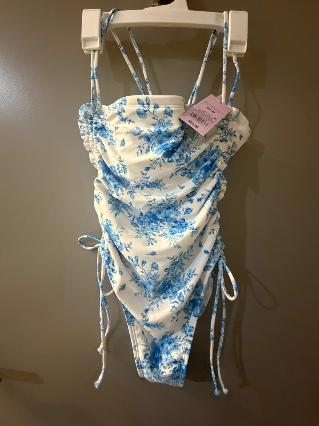 Wild Fable Blue Floral Ruched One-Piece Swimsuit NWT small